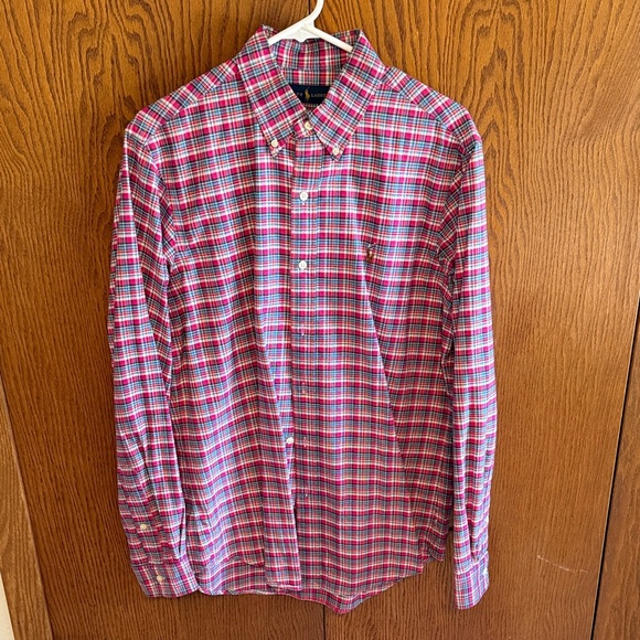Men's Ralph Lauren Plaid Button-Down Shirt -  Pink/Green/Blue - Picture 1 of 3
